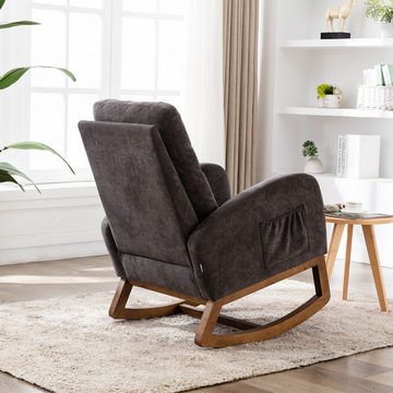 IDEASY Schaukelstuhl gepolsterter Stuhl Sessel mit gepolsterter hoher Rückenlehne, Seitentaschen, geeignet für Wohn- und Schlafzimmer