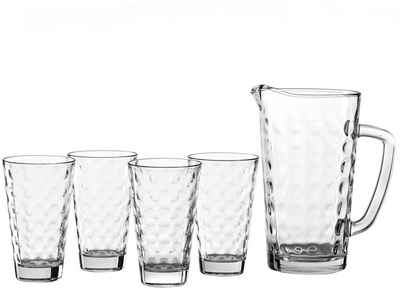 LEONARDO Gläser-Set »Optic«, Glas, 1 Krug, 4 Becher