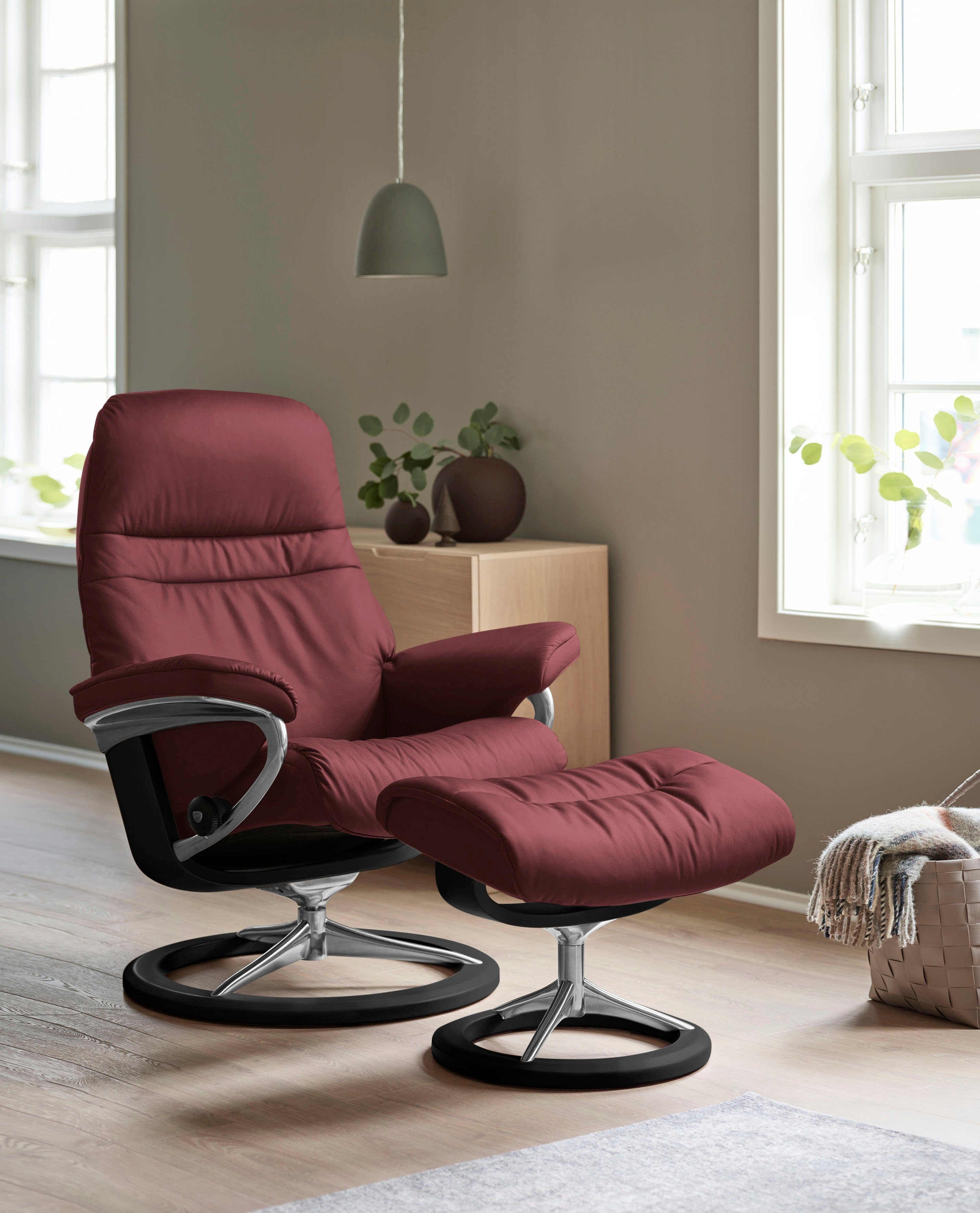 Stressless® Relaxsessel Sunrise (Set, Relaxsessel mit Hocker), mit Signature Base, Größe M, Gestell Schwarz