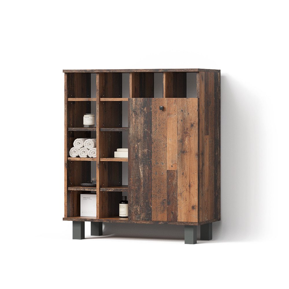 Livinity® Wäscheschrank Fucino, Eiche rustikal, 78.4 x 91.6 cm (1-St)