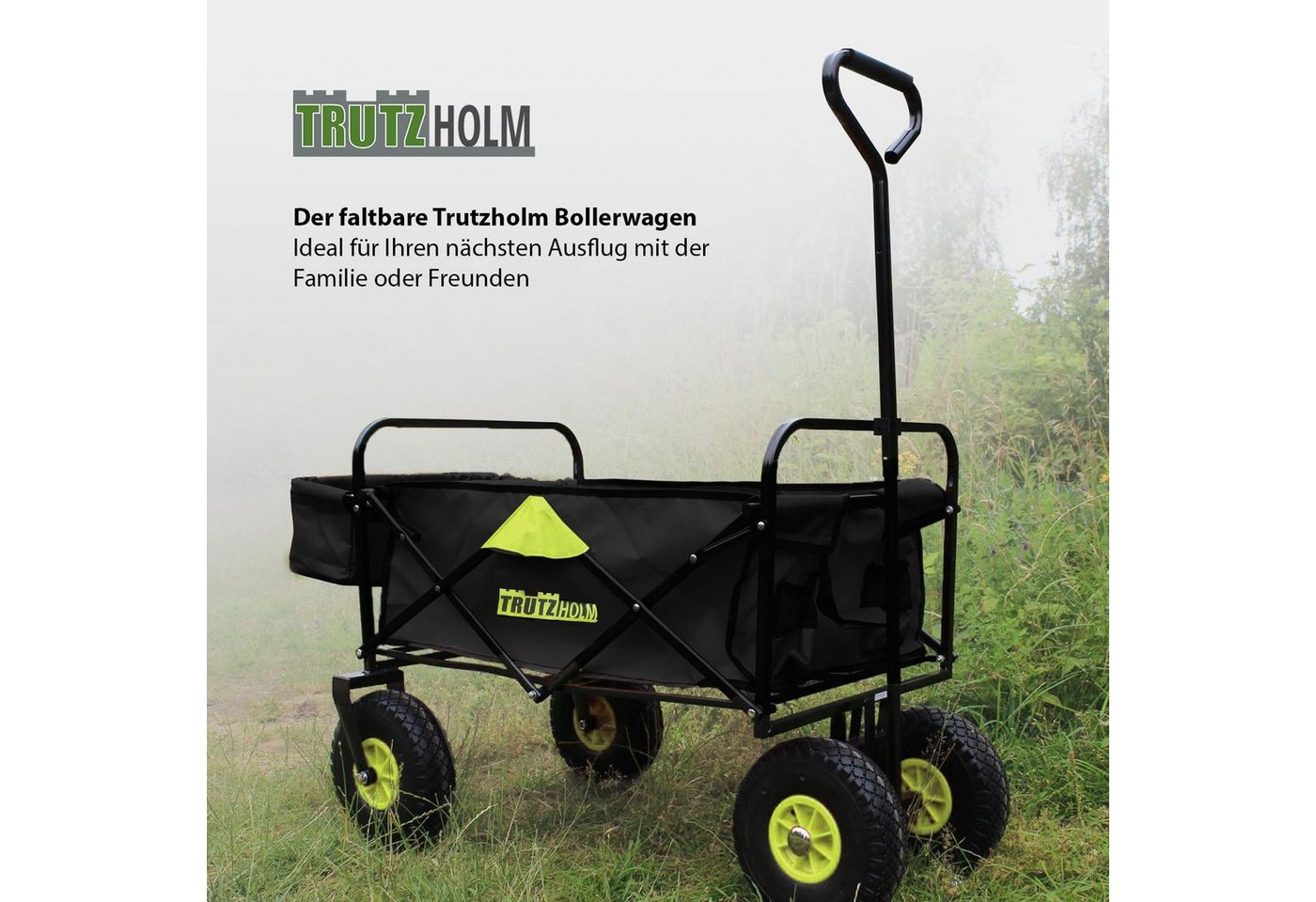 Thumbnail - TRUTZHOLM Bollerwagen Bollerwagen faltbar mit Vollgummi Rädern, Hecktasche und Teleskopgriff
