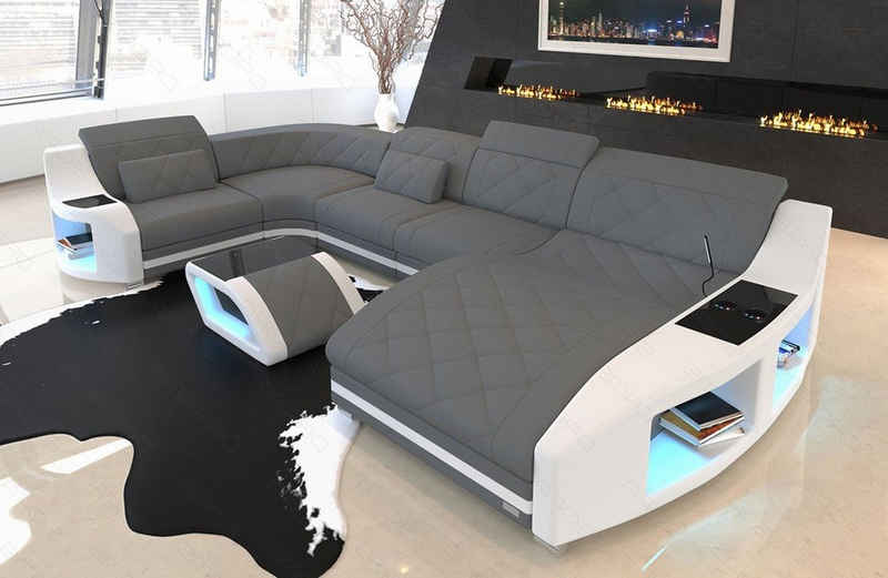 Sofa Dreams Wohnlandschaft Sofa Designersofa Polsterstoff Swing U Form M Mikrofaser Stoffsofa, Couch wahlweise mit Bettfunktion