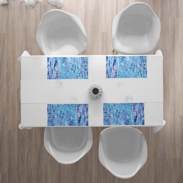 Platzset, Waschbare Stoff Esszimmer Küche Tischdekorations Digitaldruck, Abakuhaus, (4-teilig, 4 Teilig-St., Set aus 4x), Mosaik Abstrakt Kleine Quadrate Kunst