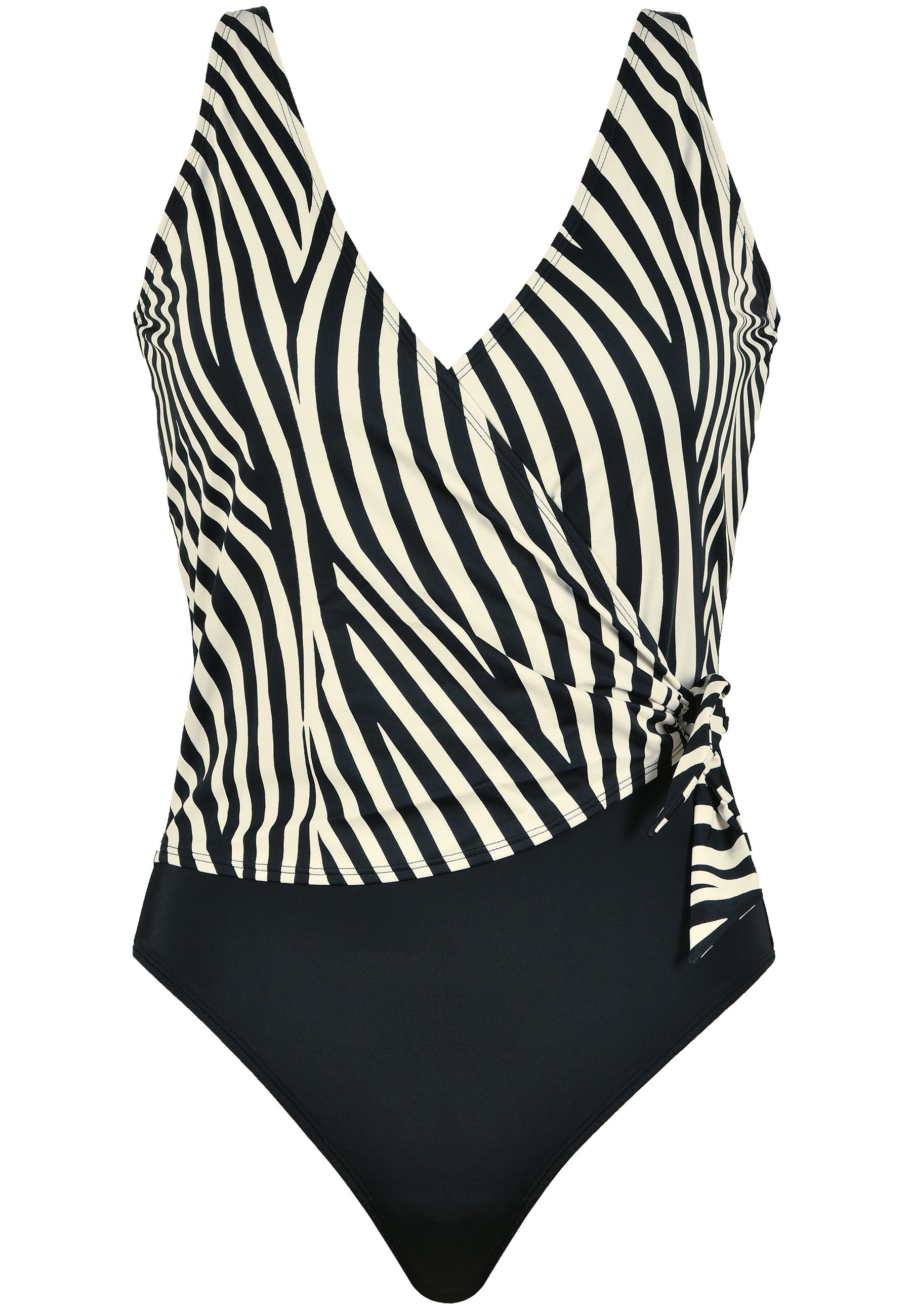 Naturana Badeanzug Riviera Zebra-Print, V-Ausschnitt, bequem, modisch, gemustert