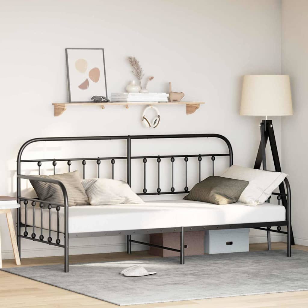vidaXL Daybed, Tagesbettrahmen Schwarz 90 x 200 cm Pulverbeschichteter Stahl