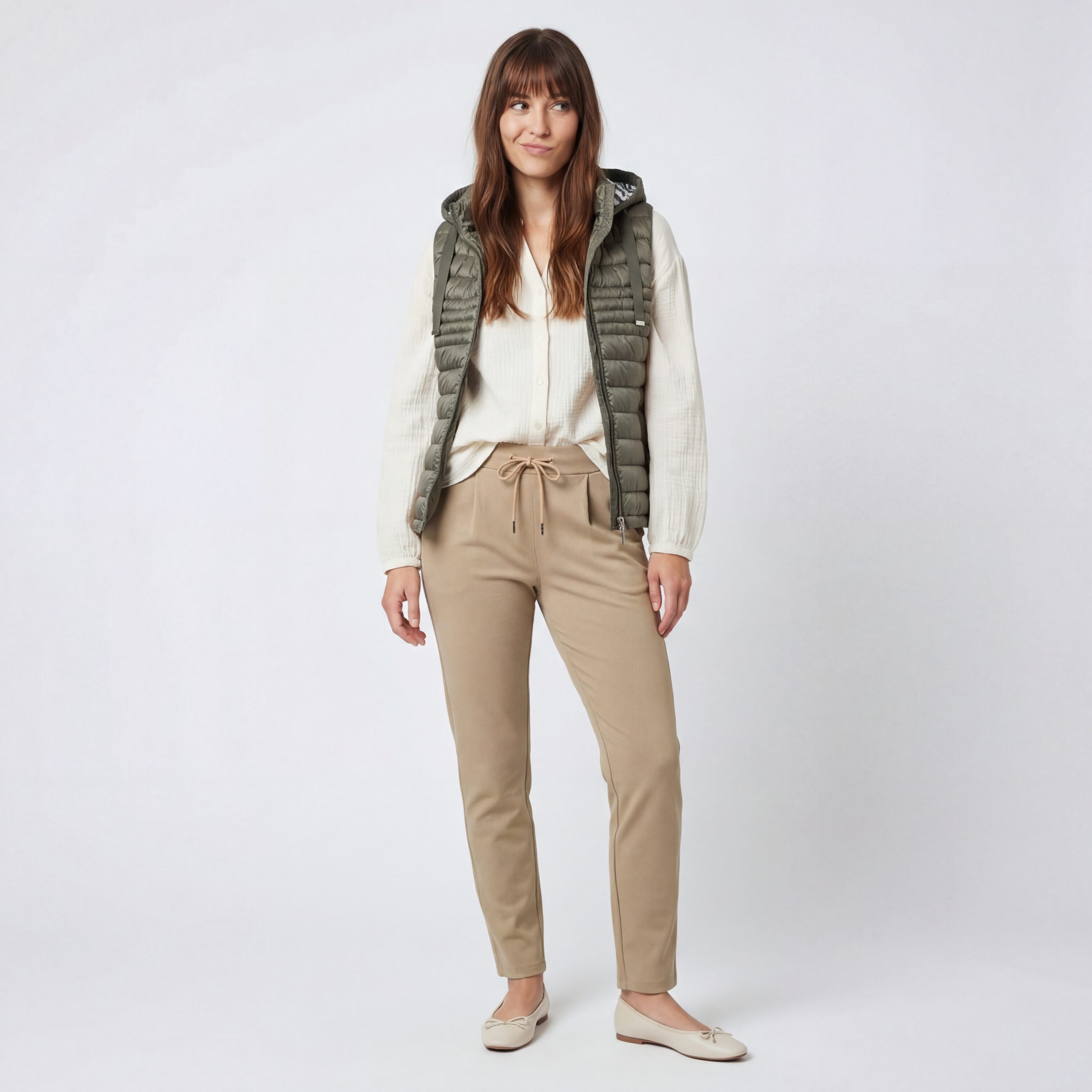 OriginalYou Chinohose Schlupfhose Damen Stretchhose Freizeithose Business Style auch in großen Größen erhältlich, mit Kordelzug