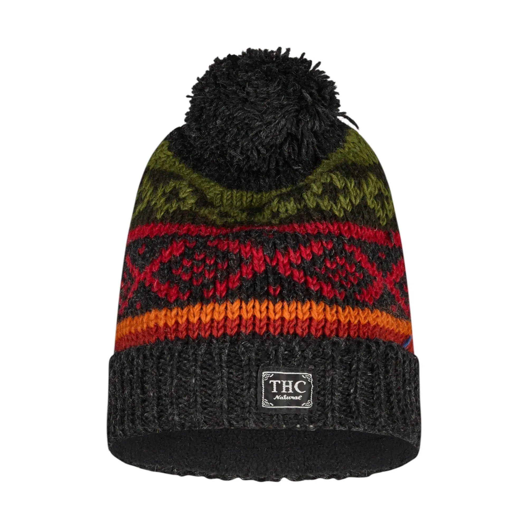 THC Natural Line Bommelmütze THC Schafwoll Pudelmütze 827 bunte Muster (1 Stück, 1-St., 1 Stück) Innenfutter: Fleece