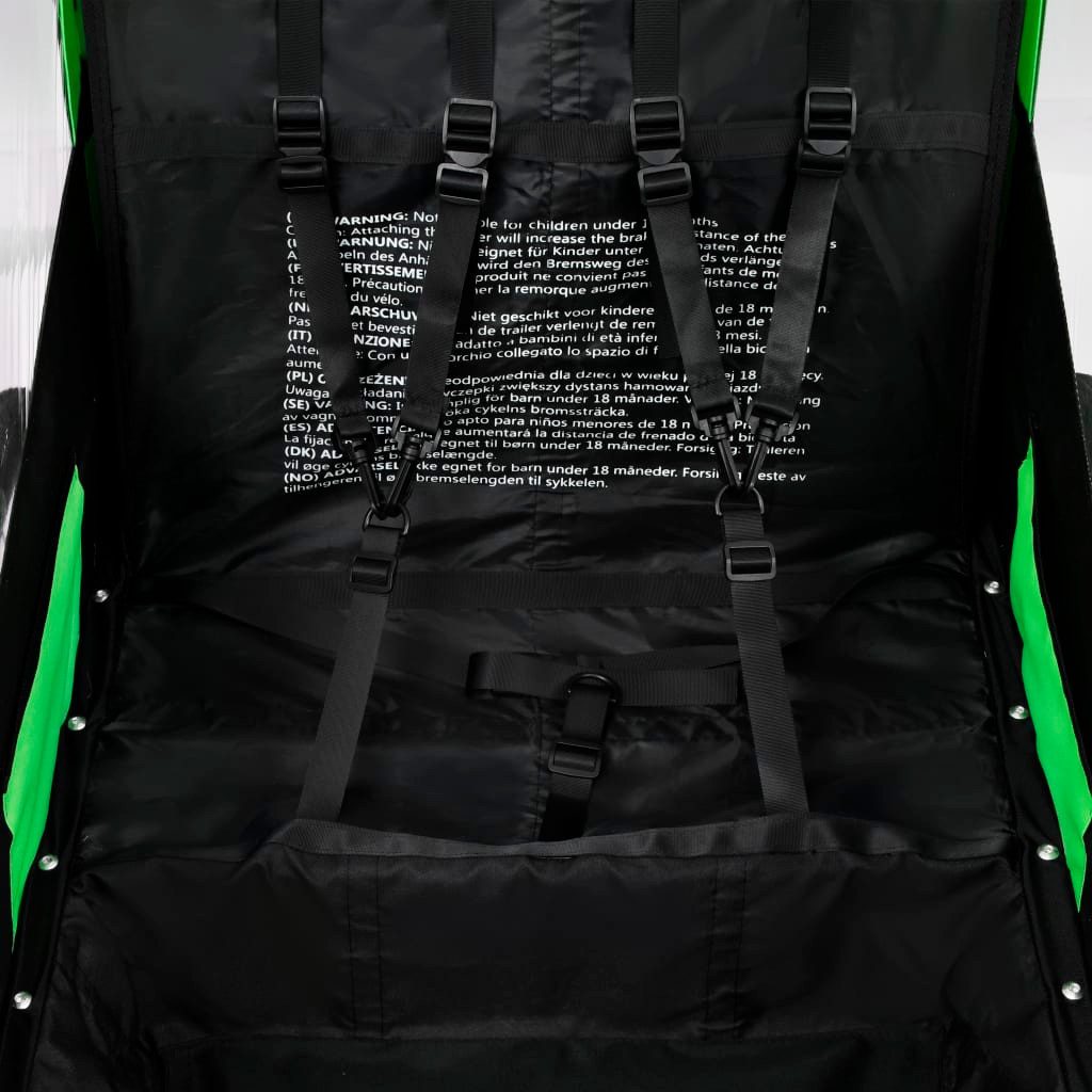 vidaXL 2-in-1 Bicycle Cargo Trailer and Stroller, Green and Grey