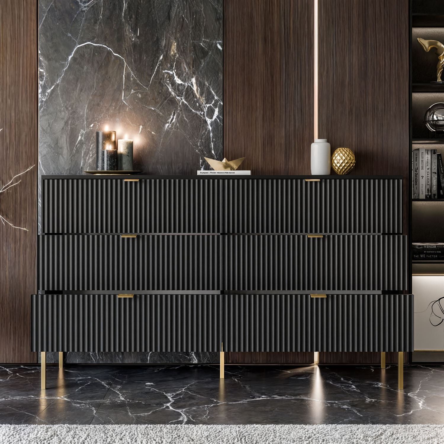 Lookway Kommode CORTADO GOLD KS154 mit Schubladen, Breite 154 cm