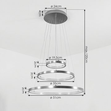 hofstein Hängeleuchte »Tavernelle« Pendelleuchte aus Metall/Kunststoff in Nickel-matt/Weiß, 3000 Kelvin, verstellbare Hängelampe, dimmbar, Höhe 120cm, 2200 Lumen