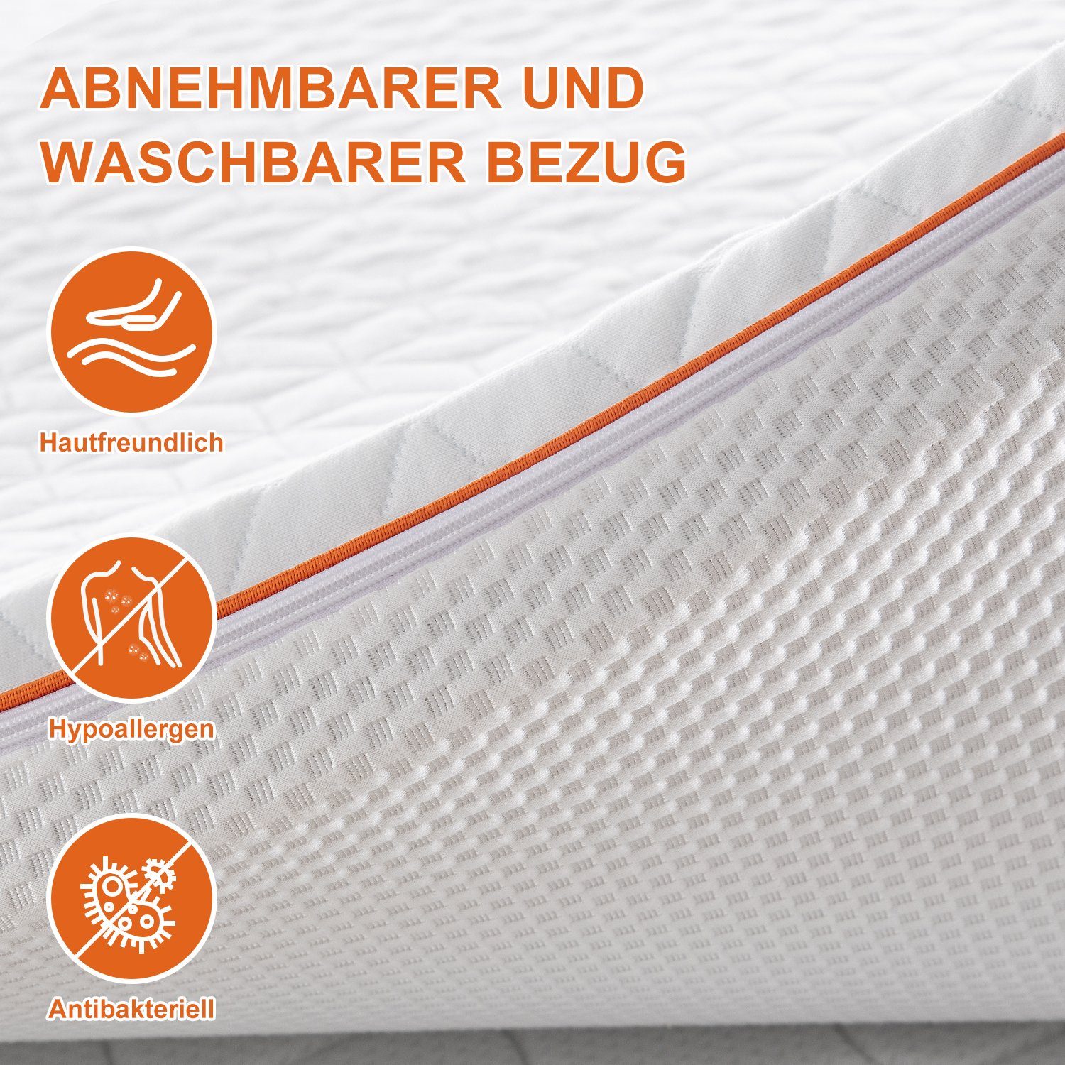 Topper Topper 90/140/160/180x200cm, hoch, Gel-Bambus-Kohle-Memory-Schaumstoff BedStory, cm Doppelschichtiger Ergonomisch, Weiß Boxspringgeeignet, 7.5 Topper, Hypoallergen Atmungsaktiv