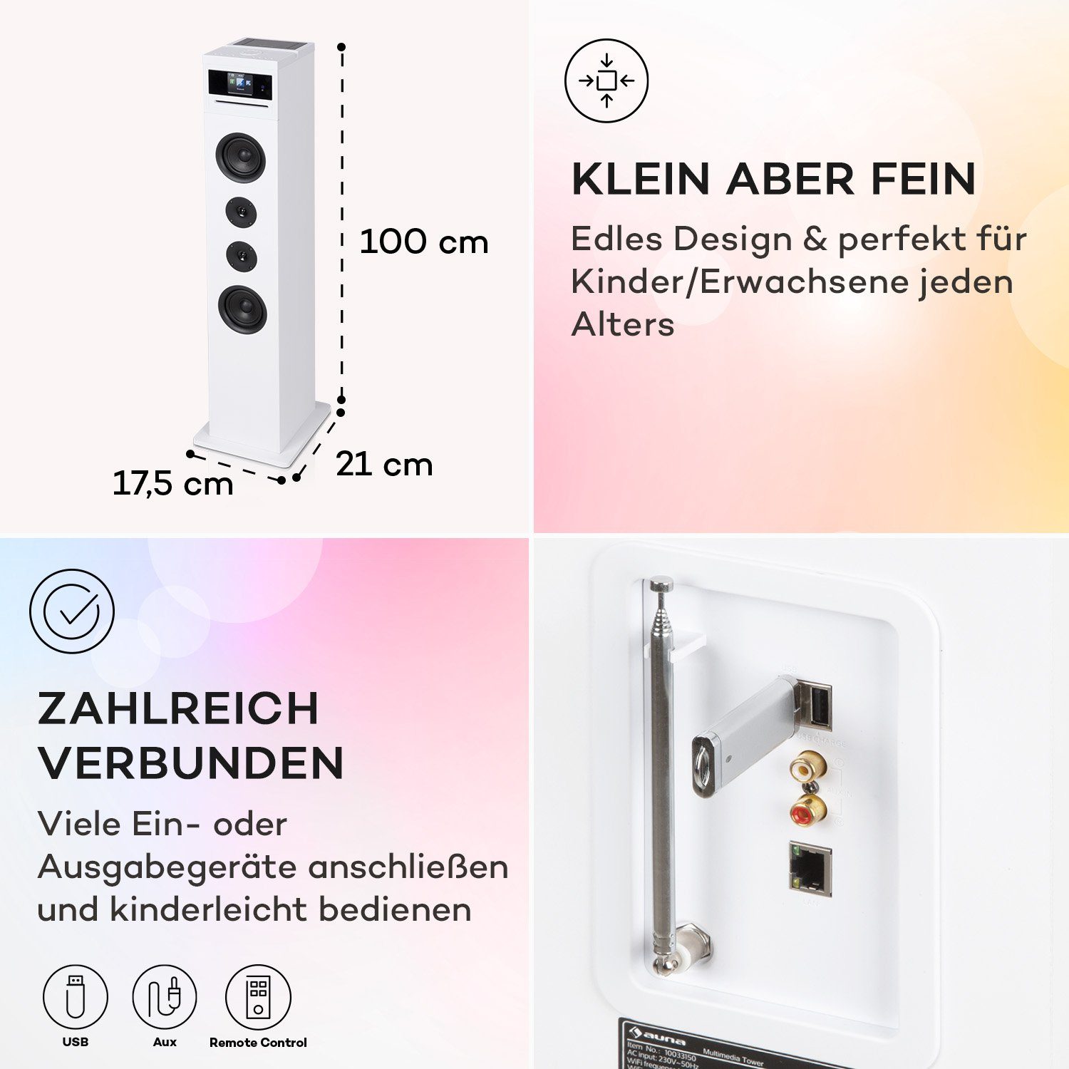 Auna Karaboom 100 Wifi Lautsprecher (Bluetooth;WLAN, 60 W)