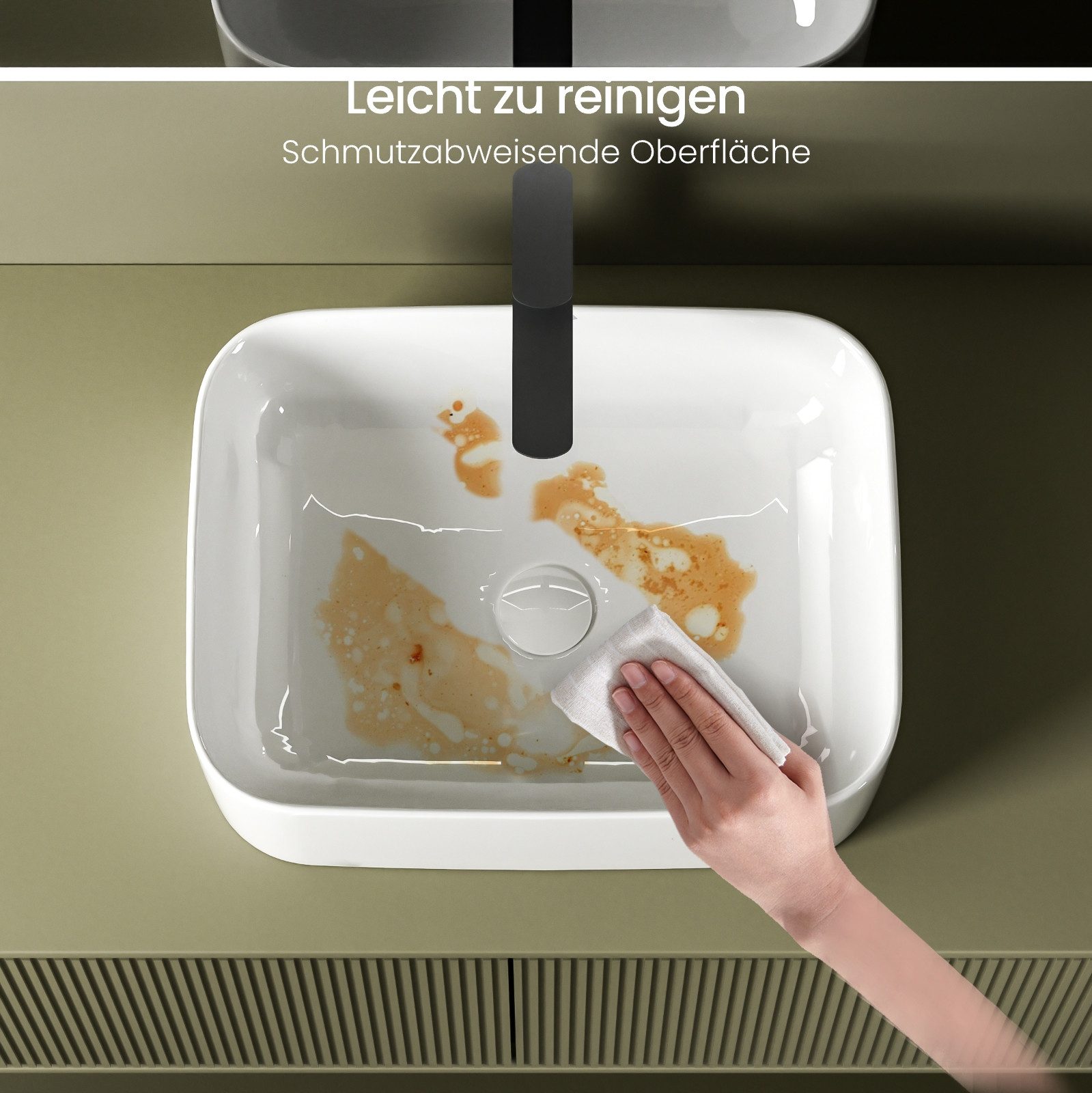 EMKE Aufsatzwaschbecken Keramik Waschbecken waschtisch badezimmer/Gäste-WC Handwaschbecken (Packung), waschbecken 60 cm breit
