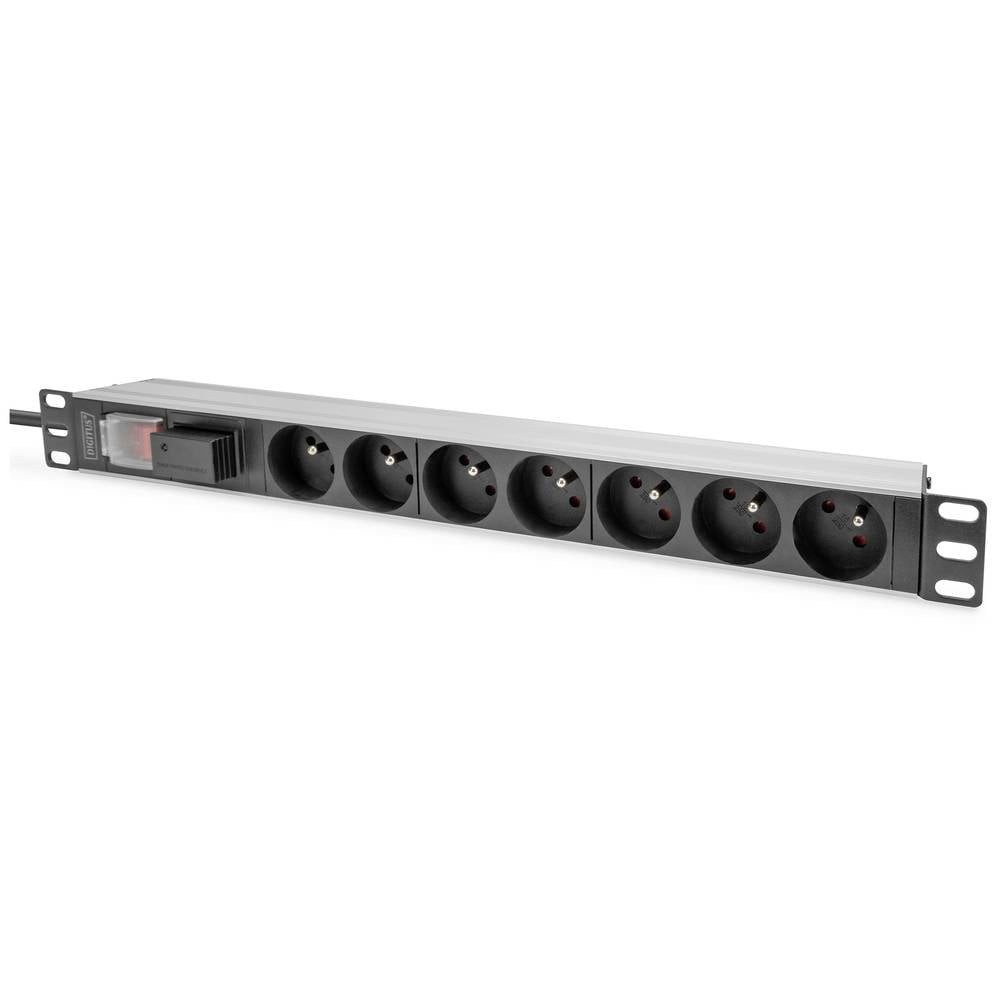 Netzwerkschrank 1HE Aluminium Steckdosenleiste, 7x CEE 7/5 16A