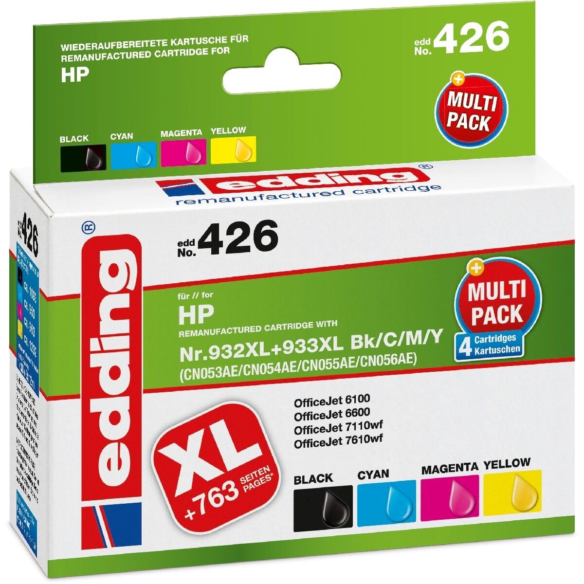 edding Druckerpatronen Multipack kompatibel mit HP No. 932XL/933XL BK/C/M/Y Nachfülltinte (x)