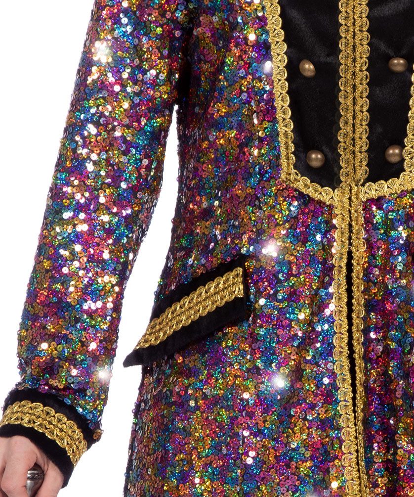 Karneval-Klamotten Kostüm Hochwertige Pailletten Jacke große Größen Herren, Show Frack pink bunt Herrenkostüm Prunksitzung Plus Size Partnerkostüm