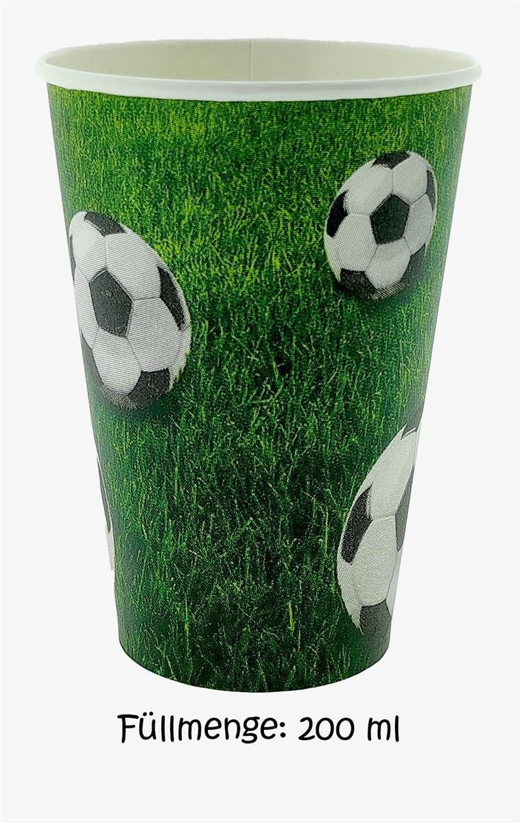 PAPSTAR Einwegbecher 10 Papp Trinkbecher Fußball 0,2L schwarz-weiß, 10-tlg., Frischfaserkarton, Pappbecher Trinkbecher Geburtstagsbecher