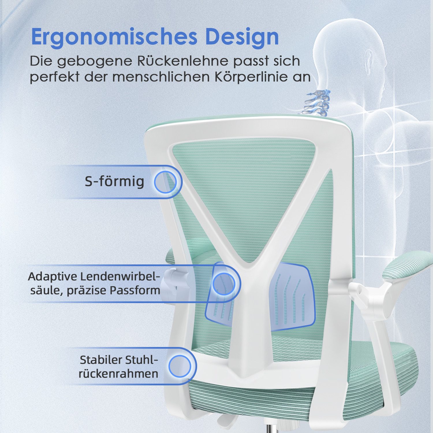 Adormii Bürostuhl Bürostuhl mit klappbaren Armlehnen,Ergonomischer Bürostuh günstig online kaufen