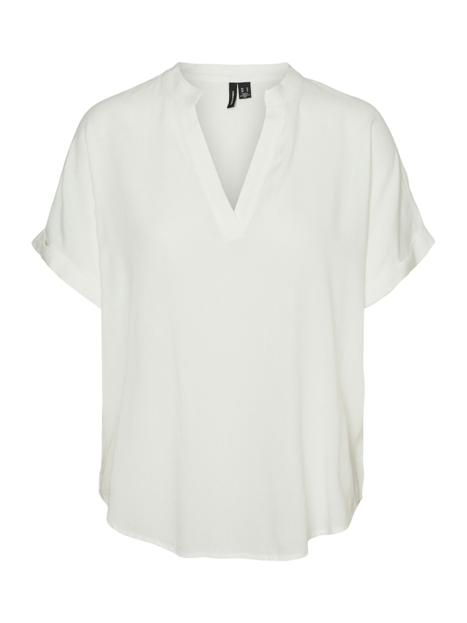 Vero Moda Kurzarmbluse 2027-1 weiß,Casual,Viskose,Unifarben,V-Ausschnitt,Lang,Slim Fit