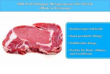 SMI Kochmesser 3-tlg Küchenmesser set Solingen Fleischer Metzgermesser Wetzstahl