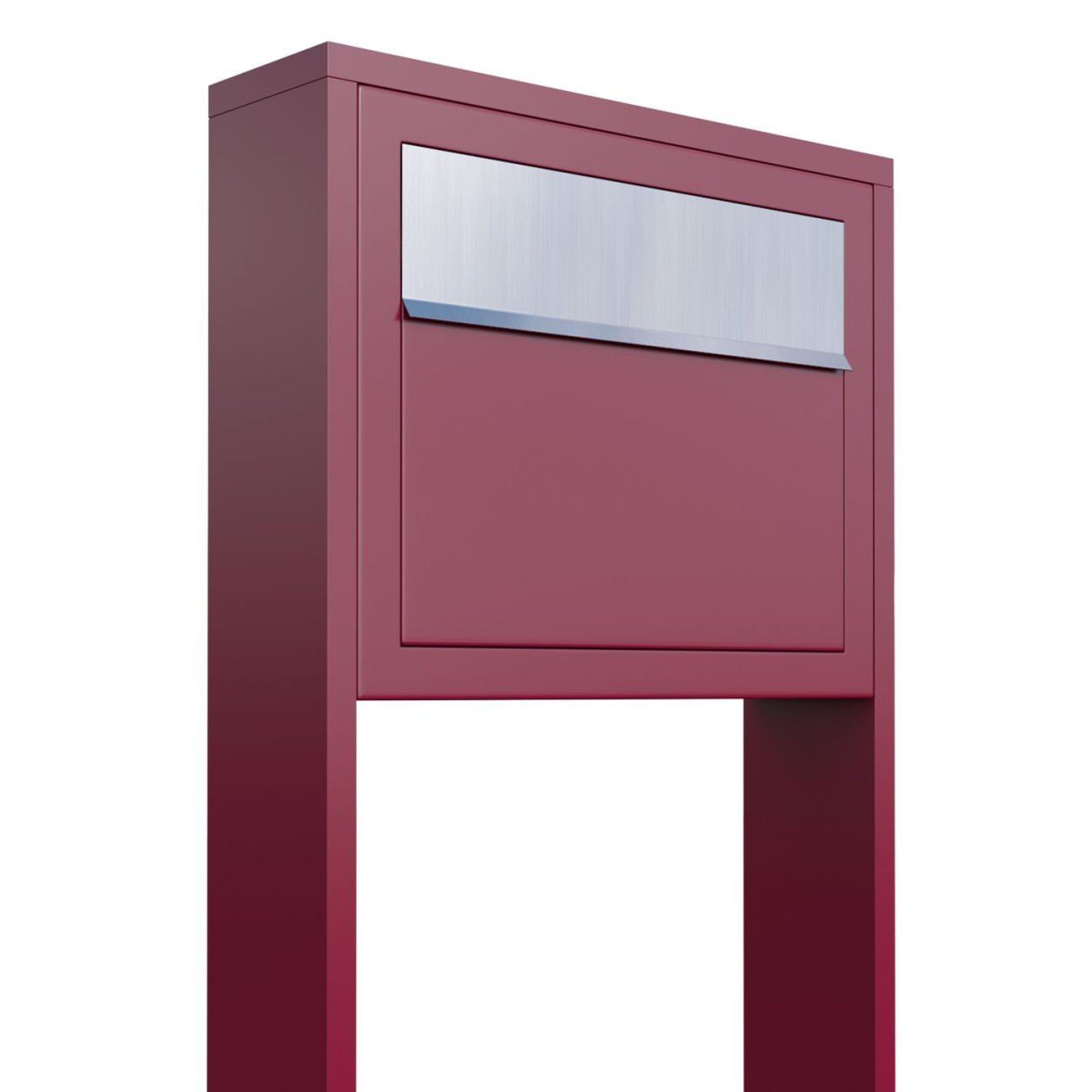 Bravios Briefkasten Standbriefkasten Elegance Rot mit Edelstahlklappe