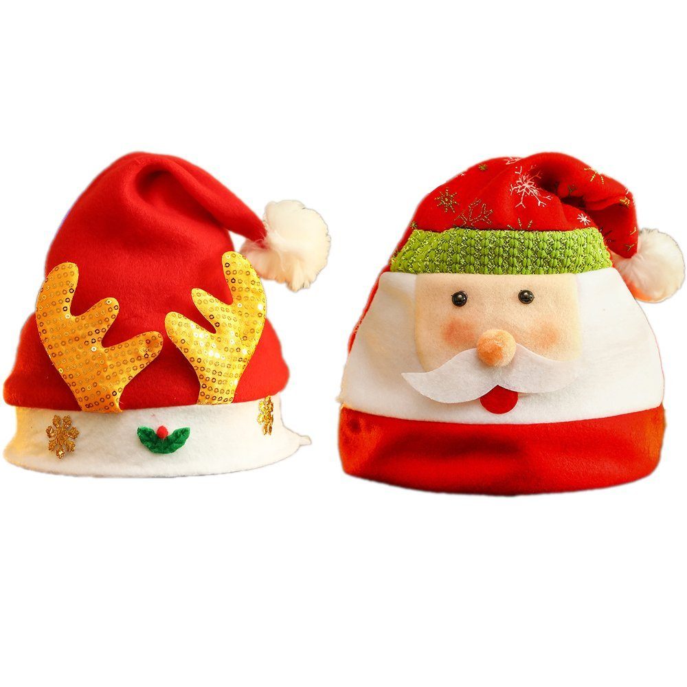 Mmgoqqt Schlapphut »Weihnachtsmütze Nikolausmütze 2 Stück Unisex Rot  Verdickter Samt Santa Hat-Weihnachten Classic Hat Weihnachtsmütze Santa  Mütze Neujahr Festliche Weihnachtskostüm Party«