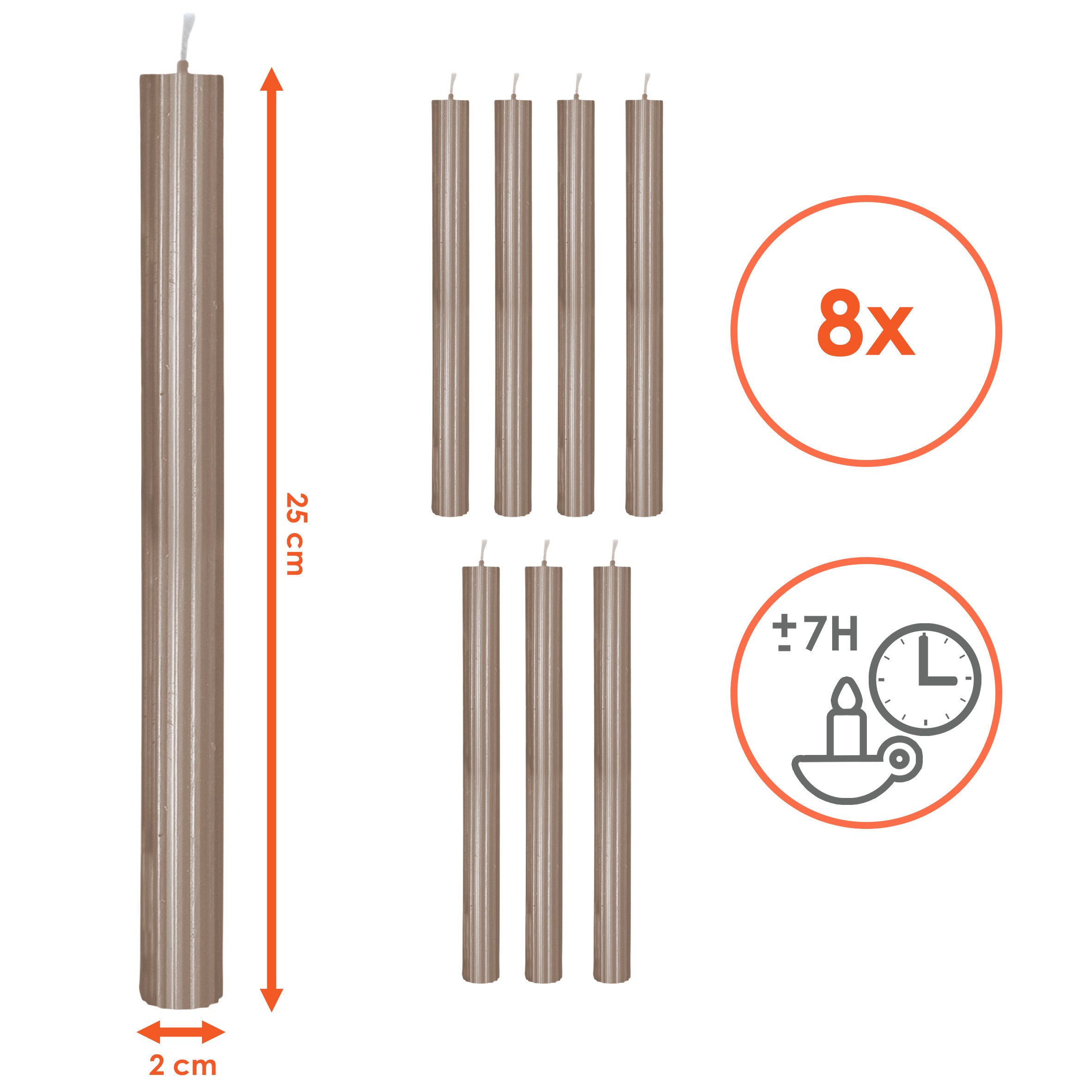 Spetebo Tafelkerze Echtwachs Stabkerzen geriffelt 8er Pack (Anzahl, 1-tlg., günstig online kaufen