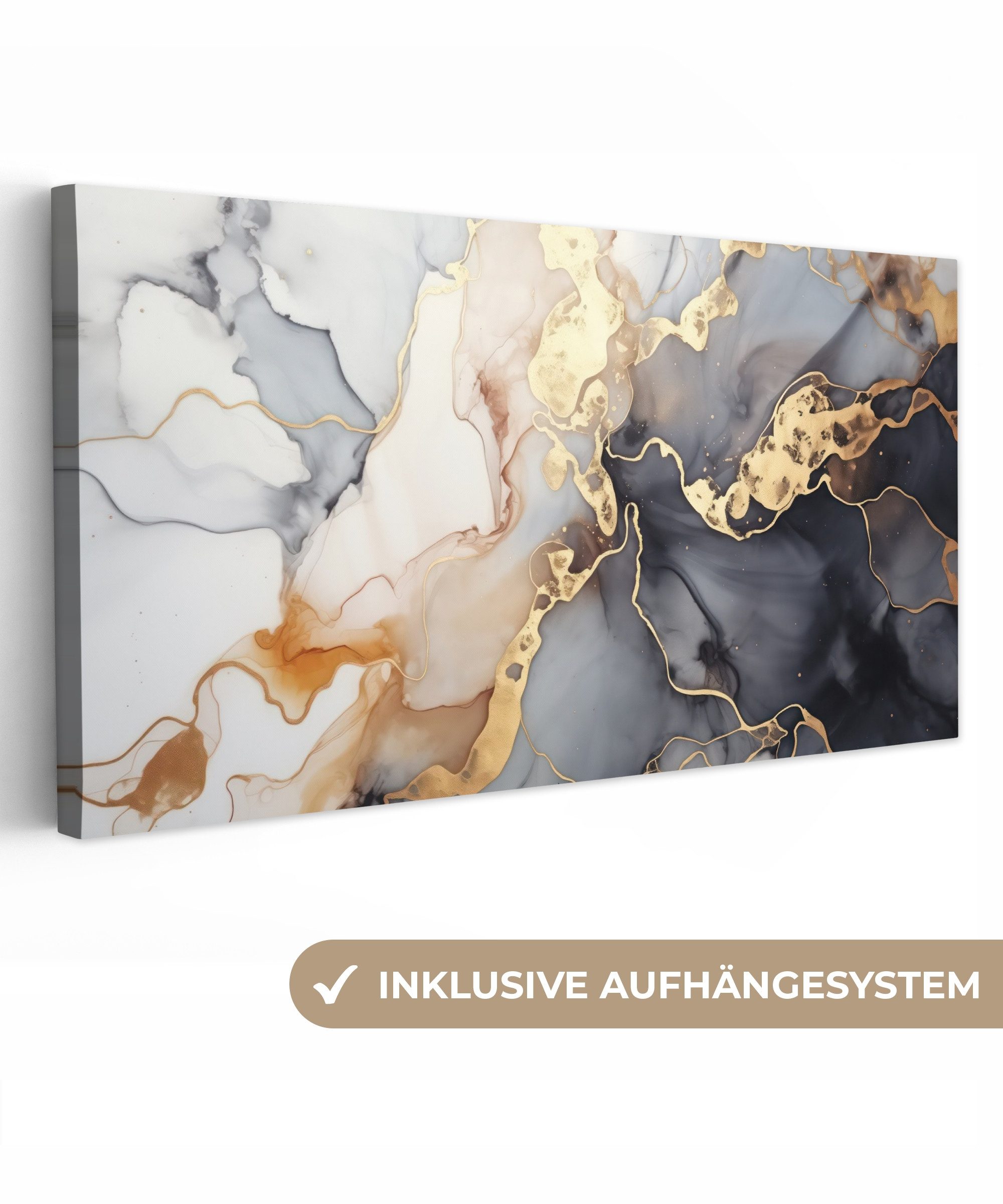 OneMillionCanvasses® Leinwandbild Panorama Marmor - Schwarz günstig online kaufen