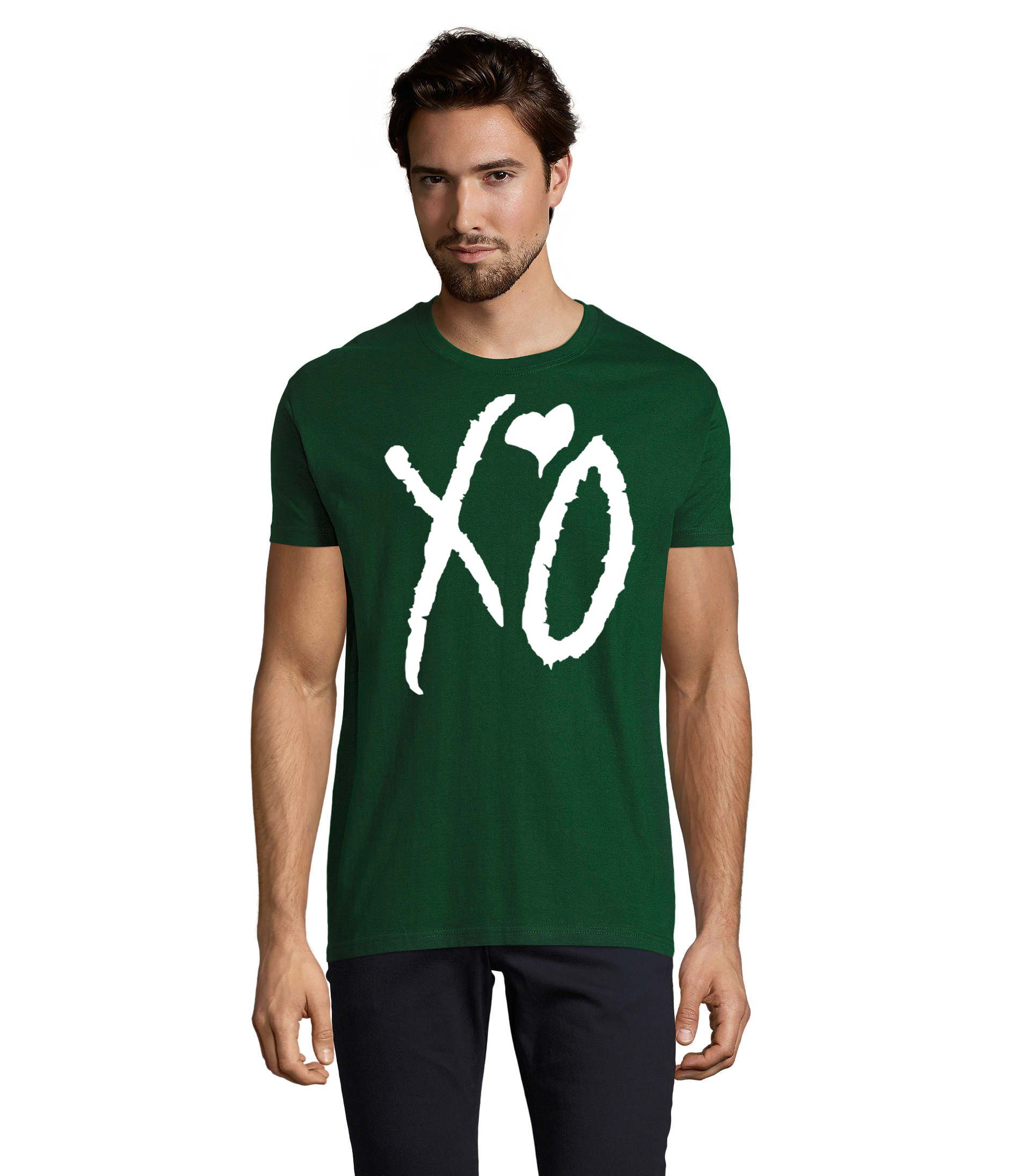 Festival Blondie & Fan Kisses Flaschengrün XO Hugs Starboy T-Shirt Herren Brownie Musik Weeknd