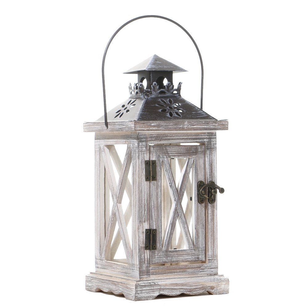 GelldG Dekoobjekt Laterne Kerzenhalter Vintage Windlicht Laterne Windlichthalter (1 St) Grau