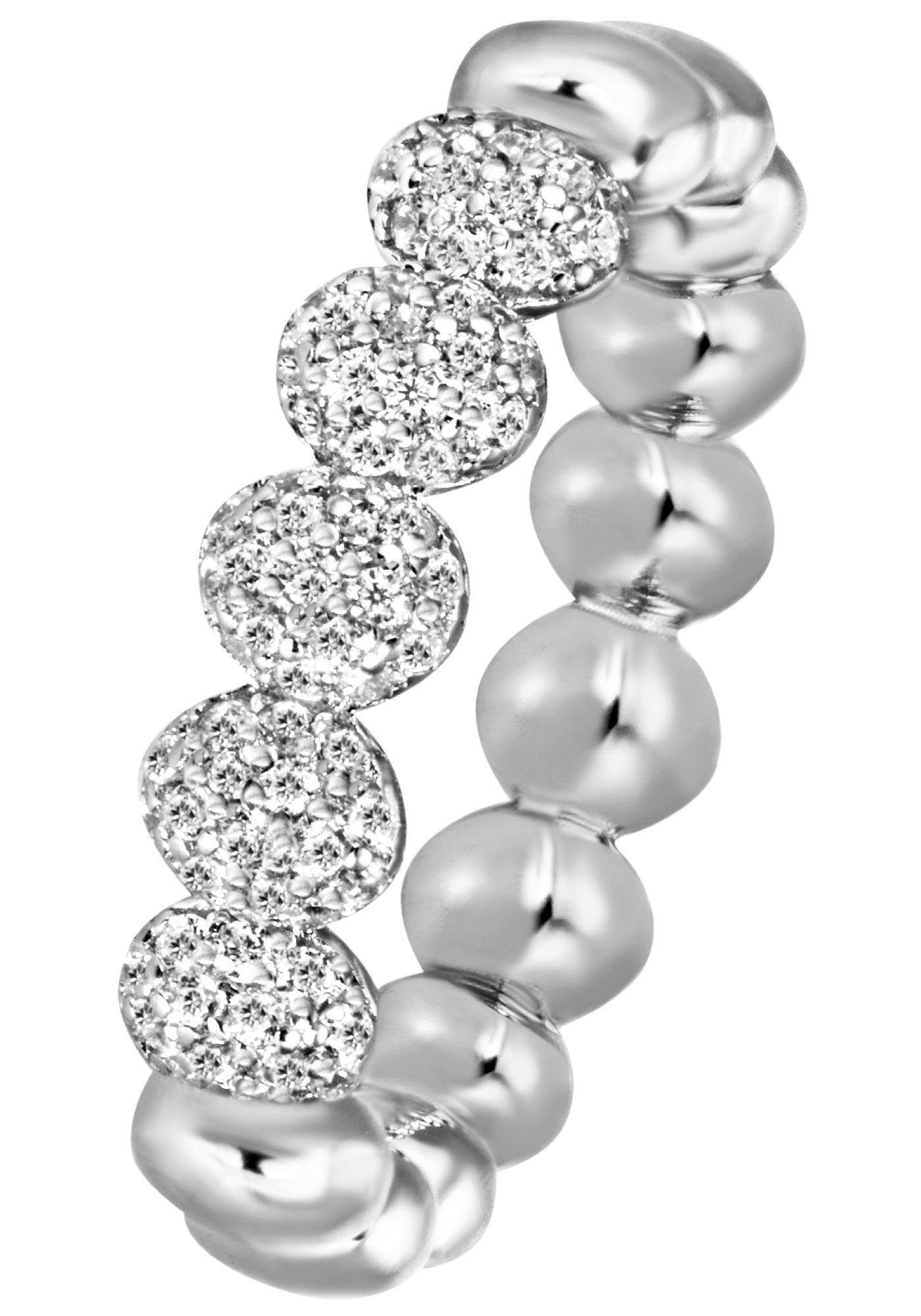 Fingerring Schmuck Geschenk Silber 925 Silberring Pavé Beans