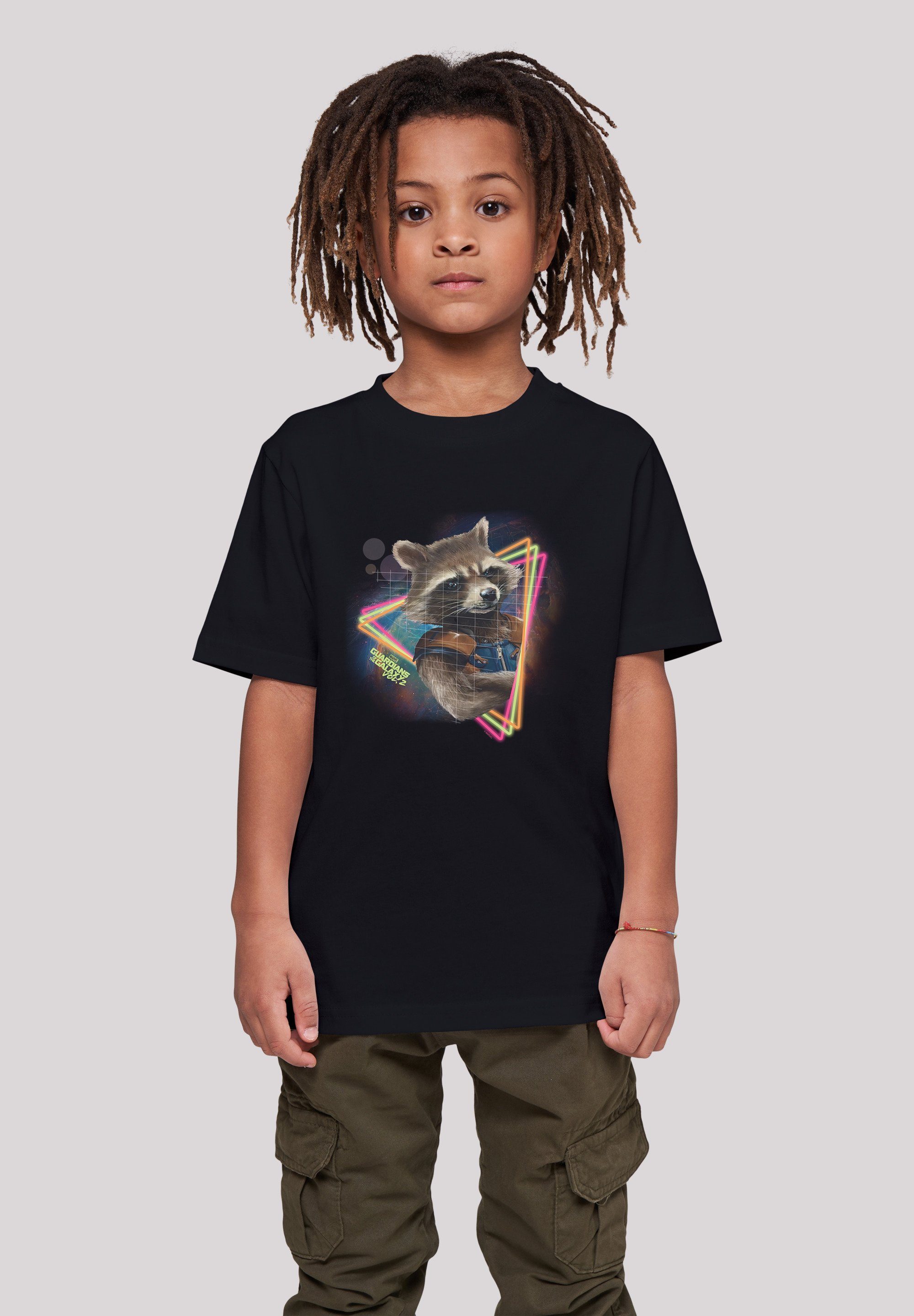 T-Shirt F4NT4STIC Neon of Rocket Print Kinder,Premium the Merch,Jungen,Mädchen,Logo Marvel Guardians Unisex Galaxy