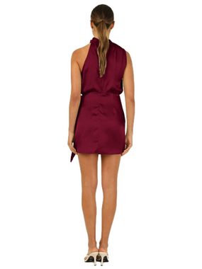 ZWY Satinkleid Neckholder-Kleid aus Satin,rockabilly kleider damen rot,sommerkleider (Größe: M-XL) Modischer kurzer Rock aus Satin zum Binden