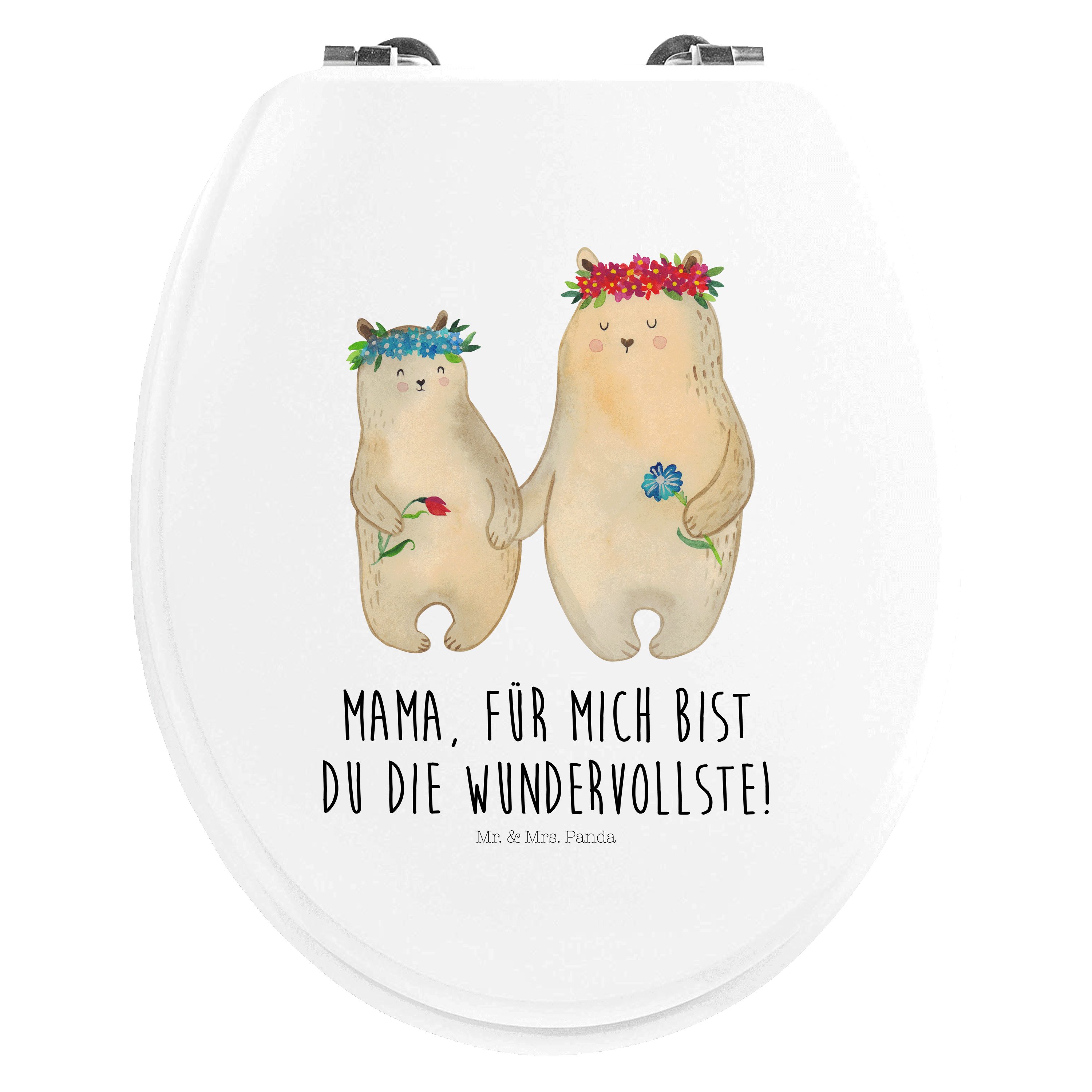 WC-Sitz Bären mit Blumenkranz - Weiß - Geschenk, Klobrille, Toilettendeckel