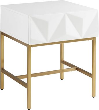 Leonique Beistelltisch Minfi, Schublade mit 3D-Front, auch als Nachttisch geeignet, Breite 50 cm