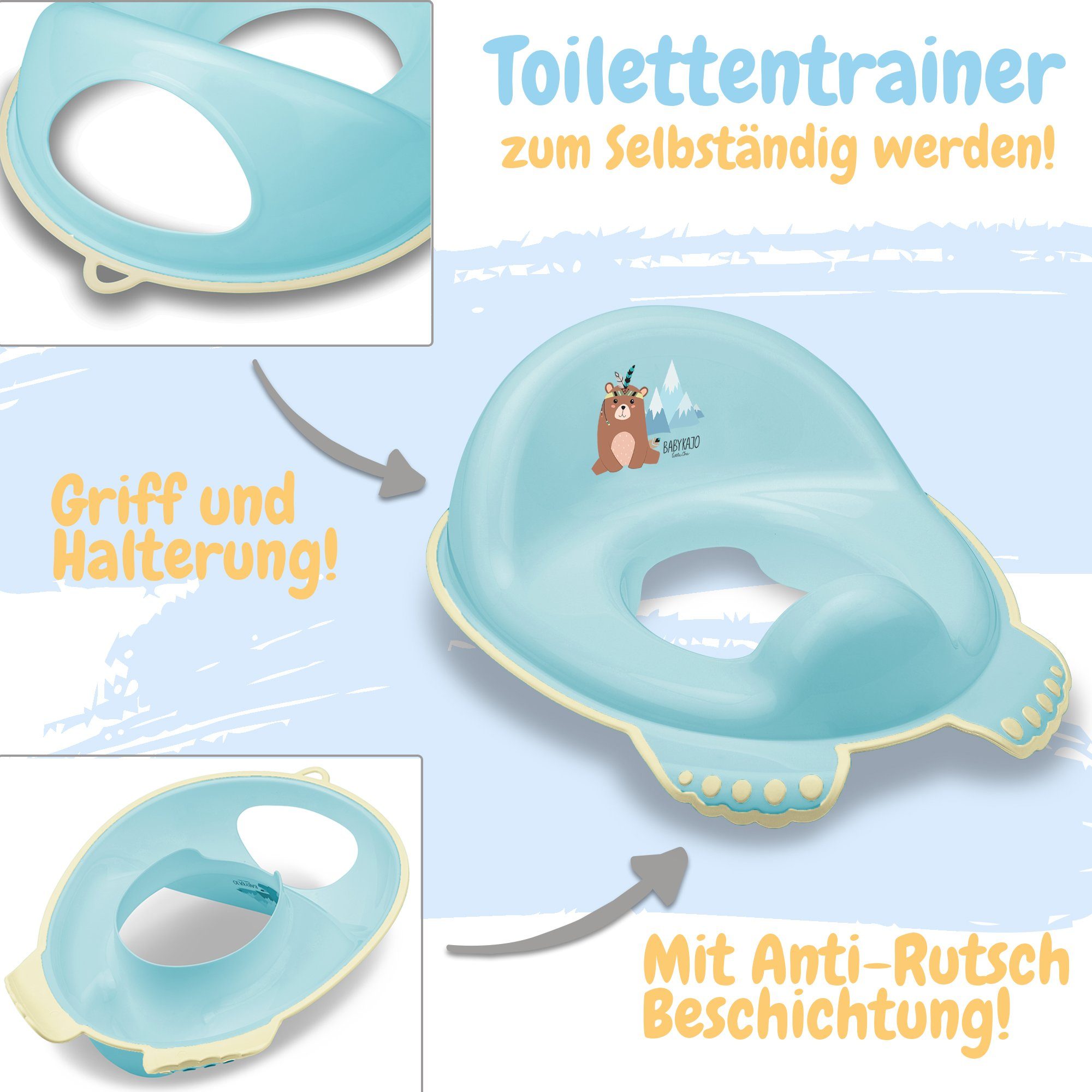 Rheinland Babykajo geprüft! Toilettentrainer, TÜV Toilettensitz Bärchen - blau (1-tlg), Kinder
