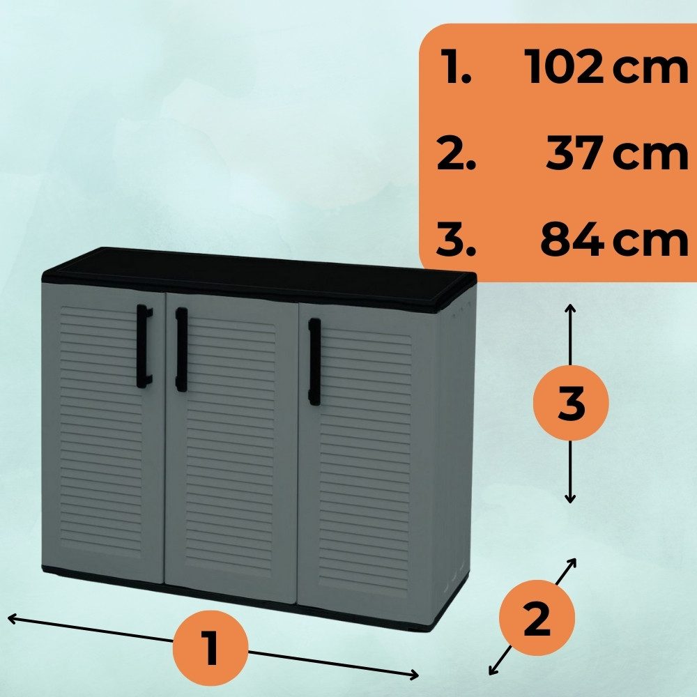 GarPet Garten-Geräteschrank Gartenschrank 3-türig Kunststoff Balkon günstig online kaufen