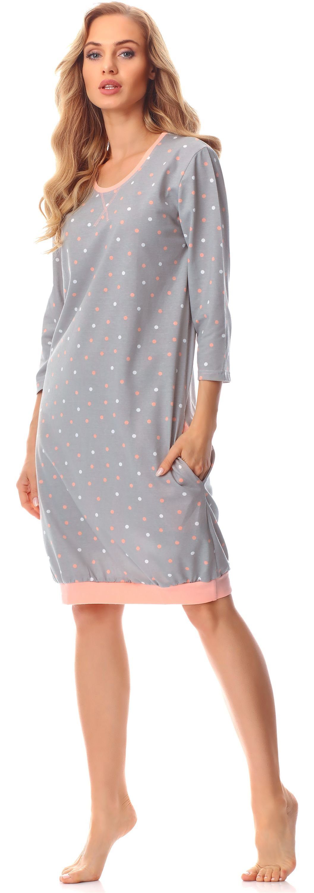 Merry Style Damen Nachthemd Grau/Punkten Nachthemd MS10-182 (1-tlg)