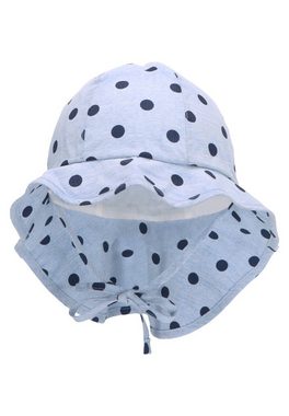 Sterntaler® Schirmmütze Sonnenhut Punkte (1-St., Sommerhut Baby bedruckt mit süßen Motiven) Kinderhut aus Baumwolle mit Nackenschutz und Bindeband