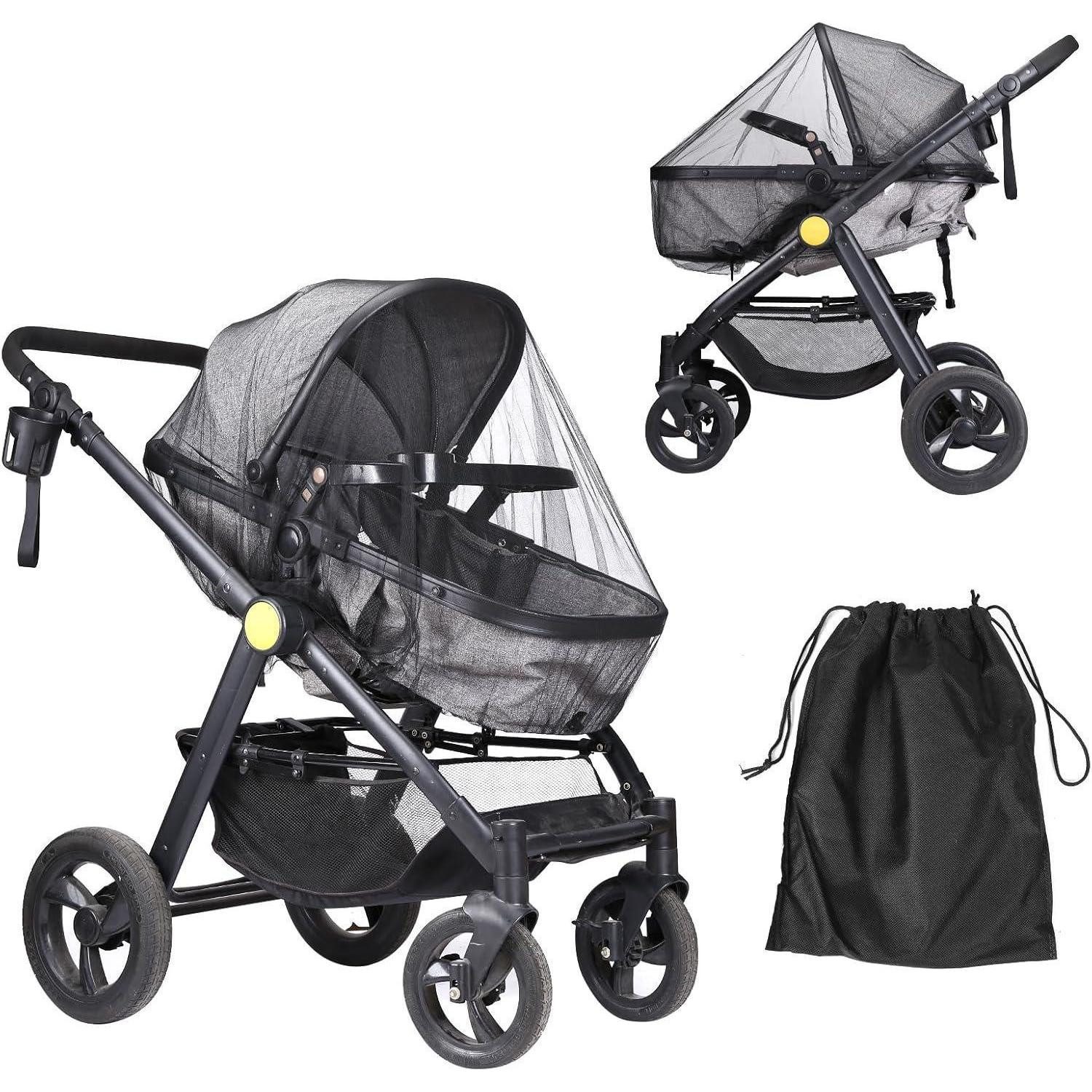 LuxusKollektion Kinderwagen-Insektenschutz Mückennetz Kinderwagen Buggy Moskitonetz Universal Tasche Schwarz