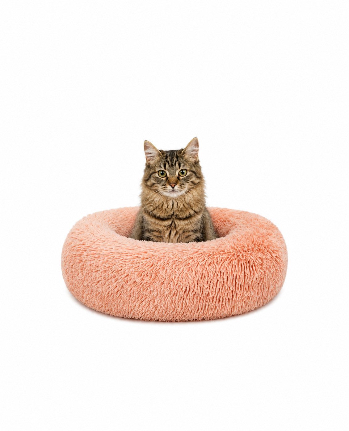 lionto Tierkissen für Katzen, Donutbett mit Plüschbezug, Katzenkissen Ø40 cm, rosa, Plüschbezug, rundes Bett mit Anti-Rutsch-Boden, erhöhter Rand für Geborgenheit