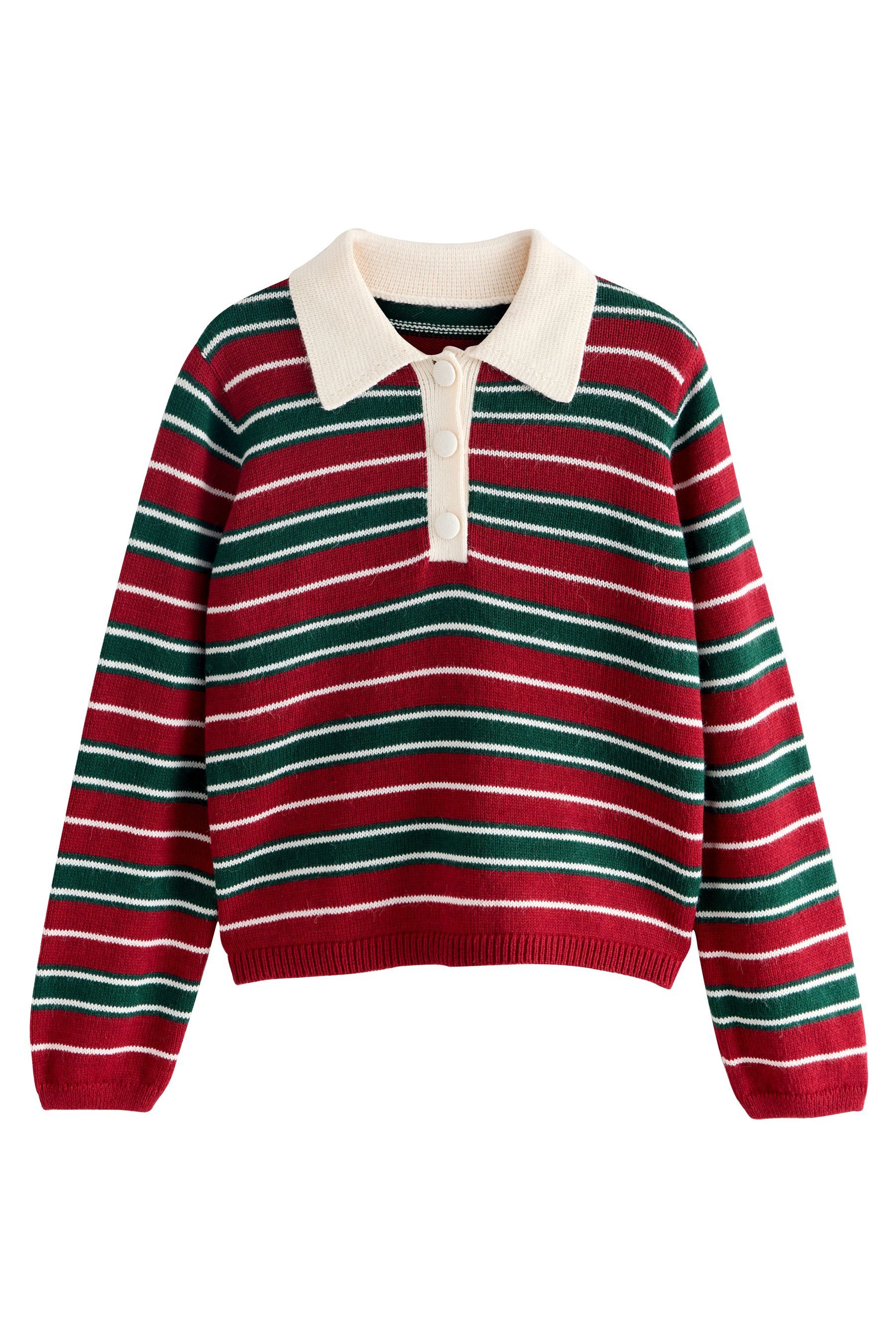 Next Polokragenpullover Gestreifter Co-Ord Polopullover (1-tlg) günstig online kaufen