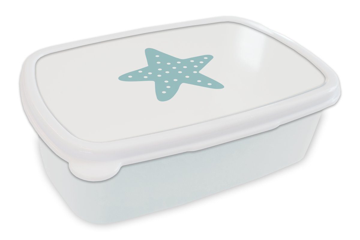 MuchoWow Lunchbox Stern - Punkte - Pastell - Mädchen - Jungen - Kinder, Kunststoff, (2-tlg), Brotbox für Kinder und Erwachsene, Brotdose, für Jungs und Mädchen weiß