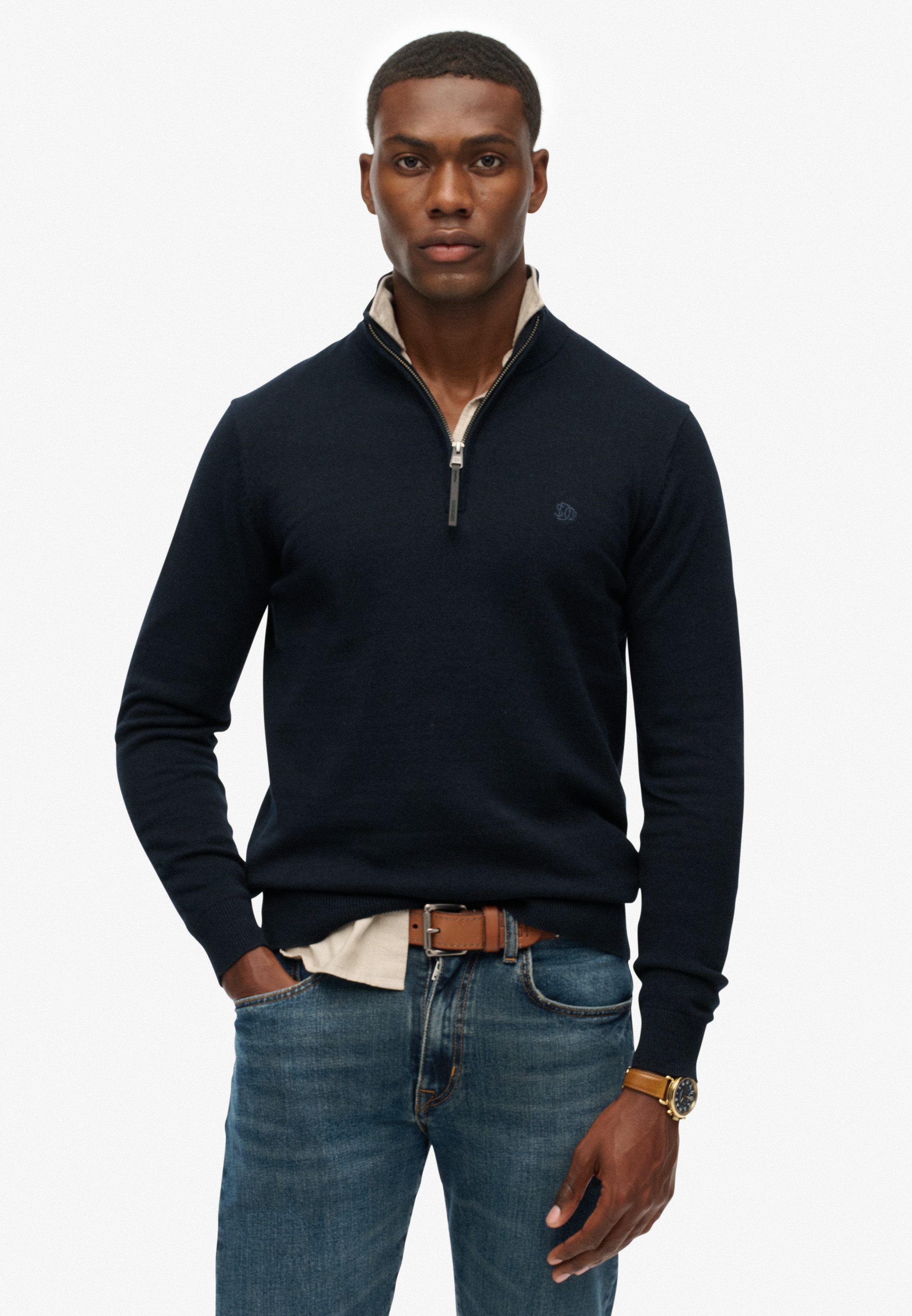 Superdry Strickpullover ESSENTIALS COTTON HALF ZIP günstig online kaufen