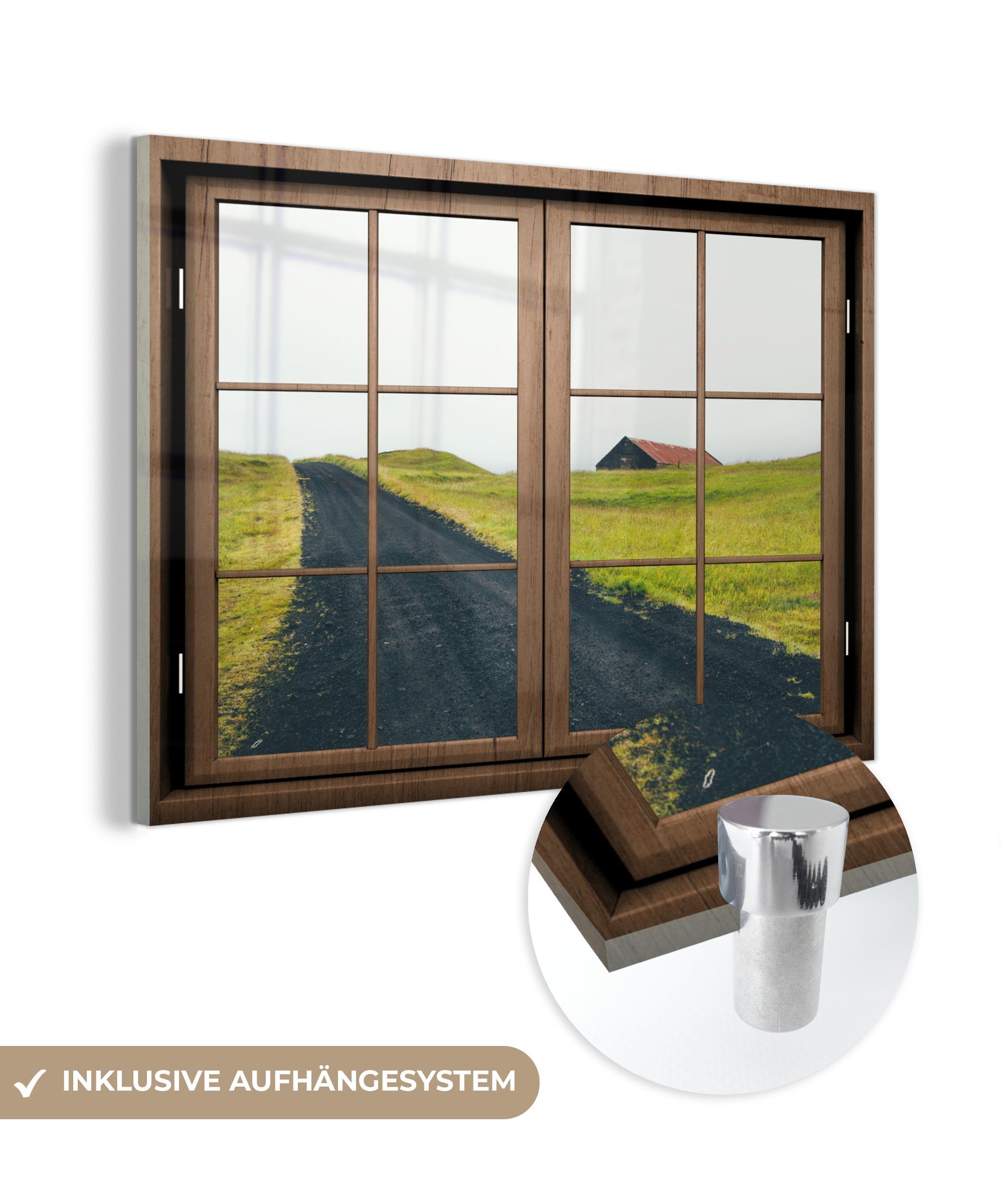 auf Haus, Bilder MuchoWow - - Wanddekoration - (1 Foto Aussicht Glas St), auf Glas - Wandbild - Glasbilder Natur Acrylglasbild