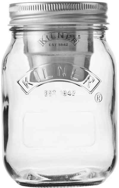 KILNER Vorratsglas »Snack on the Go«, Glas, Edelstahl, (Set, 3-tlg., 1 x Vorratsglas, 1 x Becher, 1 x Konservendeckel), Inhalt 0,5 Liter