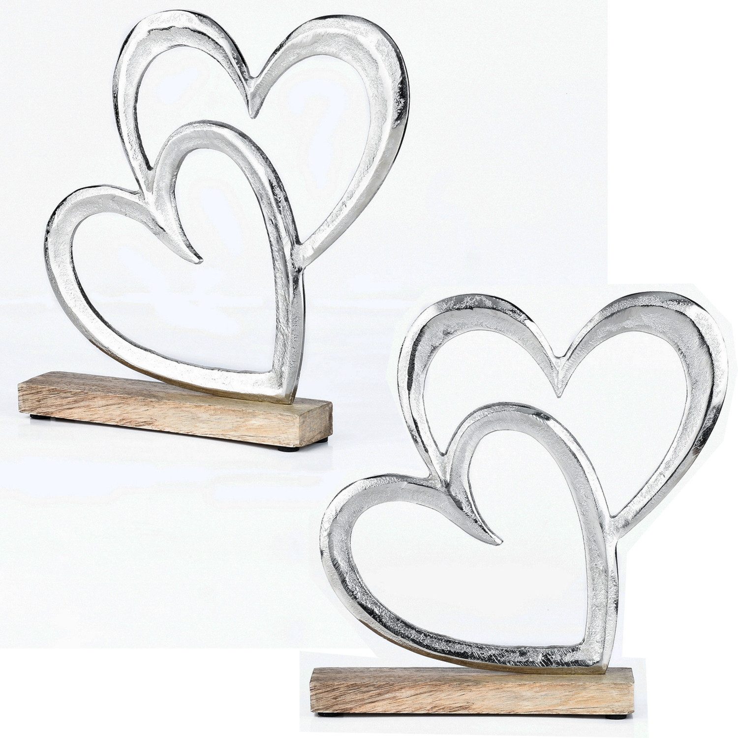 Dekoobjekt 2er Set Herz Dekoaufsteller Dekoobjekt Silber Amour -8-