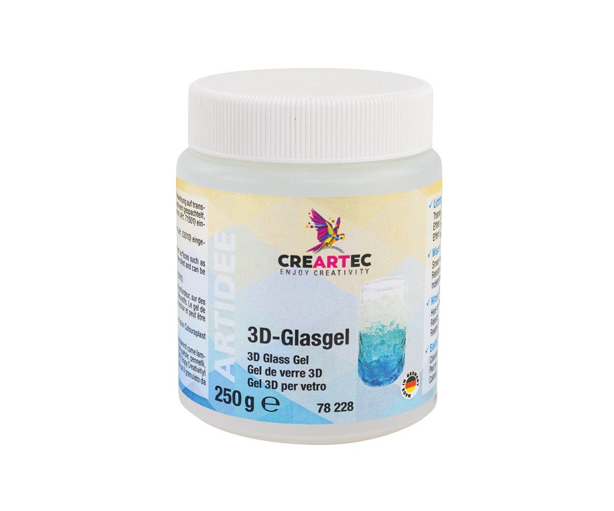 CREARTEC Effekt-Zusatz 3D Glasgel - 250g - für wasserfeste Effekte auf Dekogläser und mehr, für individuelle DIY Projekte mit modernem Charakter - Made in Germany