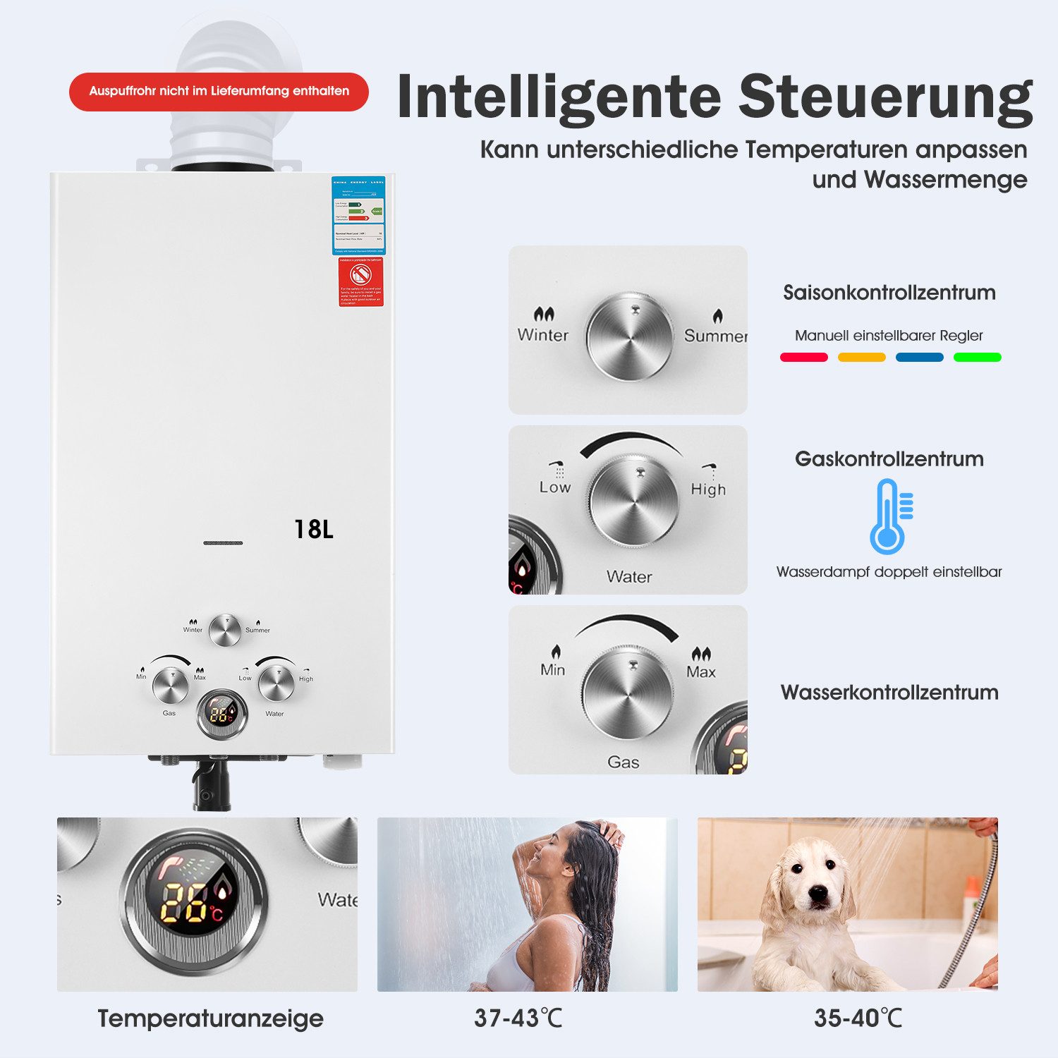 oyajia Durchlauferhitzer 18L Gas Durchlauferhitzer LPG günstig online kaufen