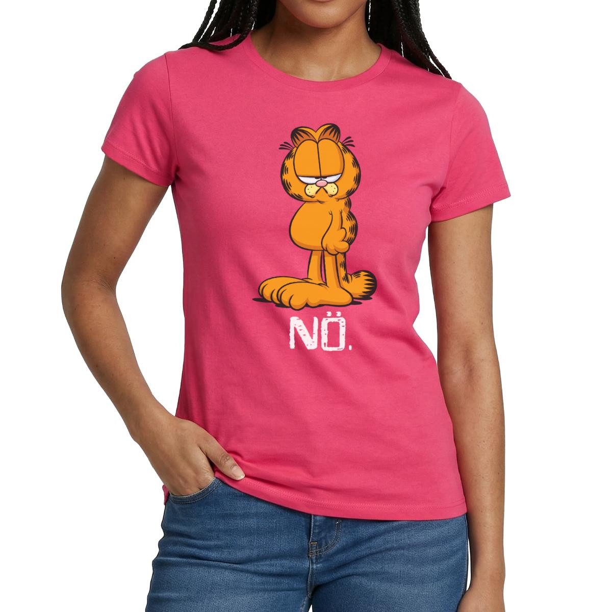 T-Shirt Garfield Nö Nein Kein Bock Lustig Frauen T-Shirt